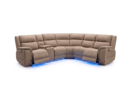 Hanna Electric Corner Recliner Sofa Beige Micro Fabric - thumbnail 1
