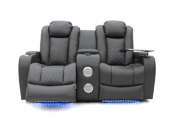 Tech 8 Smart 3+2 Electric Recliner Sofa Set Grey Aire Leather - thumbnail 5