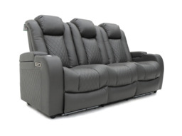 Tech 8 Smart 3+2 Electric Recliner Sofa Set Grey Aire Leather - thumbnail 6