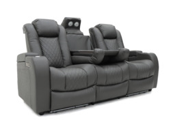 Tech 8 Smart 3+2 Electric Recliner Sofa Set Grey Aire Leather - thumbnail 2