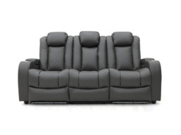 Tech 8 Smart 3+2 Electric Recliner Sofa Set Grey Aire Leather - thumbnail 4