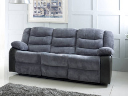 Rio Recliner 3 Seater Grey Cord and Black Faux Leather