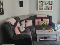 Rio Recliner Corner Sofa Grey and Black Cord and Leather with Cupholders - thumbnail 2