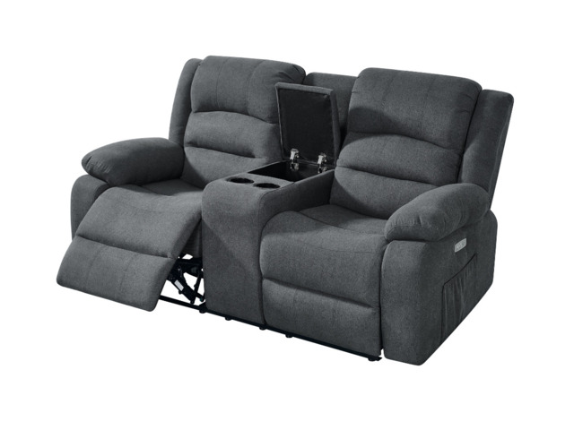 Florence 2 Seat Couch Recliner Grey Fabric - image 1