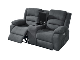 Florence 2 Seat Couch Recliner Grey Fabric