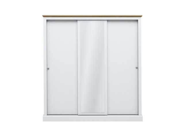 Devonshire Sliding Three Door Wardrobe White with Mirror - image 1