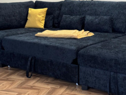 Meridian U Shape Corner Sofa Bed with Storage in Black Alaska Chenille - thumbnail 6