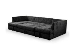 Meridian U Shape Corner Sofa Bed with Storage in Black Alaska Chenille - thumbnail 3