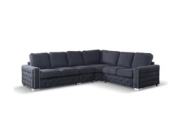 Olivia Corner Sofa 6 Seater Universal Corner Black - thumbnail 1