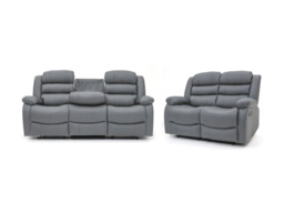 Sorrentino 3+2 Recliner Sofa Set in Grey Aire Leather