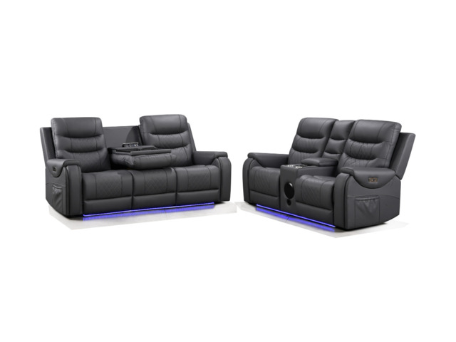 Forbes 3+2 Electric Recliner Sofa Set Aire Leather - image 1