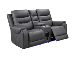 Forbes 3+2 Electric Recliner Sofa Set Aire Leather - thumbnail 5