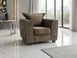 Serena Elegant Fabric Armchair with Metal Trim and Quilted Sides - thumbnail 4