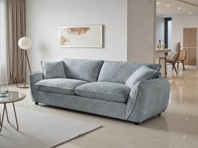 Berlin 3 Seater Sofa: Plush Comfort, Modern Style, Elegant Piping Detail - Grey