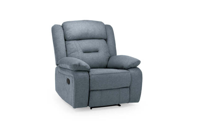 Novie Comfortable Grey Fabric Manual Recliner Armchair for Living Room