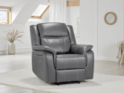 Galaxy Tech Electric Recliner Armchair: USB Ports,  Leather - Grey
