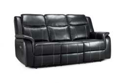 Galaxy Tech 3-Seater Electric Recliner: Black Leather, USB Charging, Cupholders - thumbnail 2