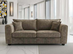 Serena 3 Seater Sofa: Plush Fabric, Quilted Sides, Metal Trim - thumbnail 3