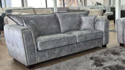 Serena 3 Seater Sofa: Plush Fabric, Quilted Sides, Metal Trim - thumbnail 2