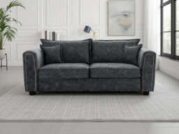 Serena 3 Seater Sofa: Plush Fabric, Quilted Sides, Metal Trim - thumbnail 4