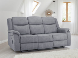 Galaxy Tech Electric Recliner 3-Seater Sofa with USB & Storage, Grey Fabric