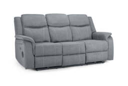 Galaxy Tech Electric Recliner 3-Seater Sofa with USB & Storage, Grey Fabric - thumbnail 2