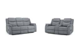 Galaxy Tech Electric Recliner Sofa Set: Grey Fabric 3+2, Smart Home Comfort - thumbnail 5
