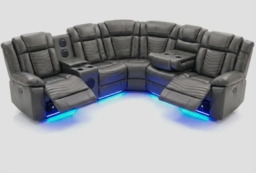 Michigan Zeus Leather Electric Recliners Corner Sofa With Cupholders, Bluetooth Speakers & LED Lights - thumbnail 3