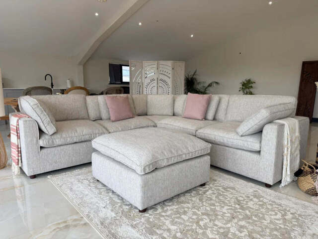 Santorini Sofa Grey Large Corner with Footstool - image 1