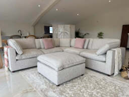 Santorini Sofa Grey Large Corner with Footstool
