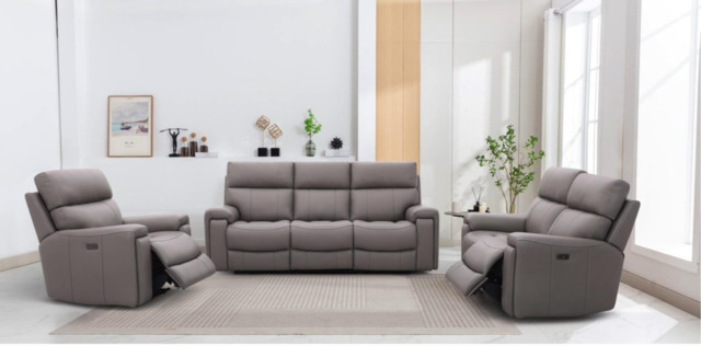 Utah Electric Reclining 3, 2 & 1 Seater Sofa Set with Powered Headrests and USB A & C Ports - image 1