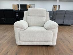 Owen Electric Recliner Armchair, Cupholders, Wireless Charger, Soft Beige or Grey Fabric