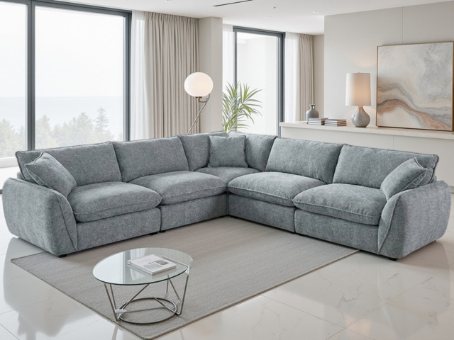 Berlin  Large Corner Sofa - Cloud-Like Comfort & Modern Style - Grey