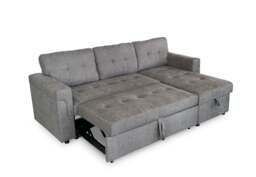 Omniya Grey Universal Corner Sofa Bed: Storage, Reversible Chaise, Plush Fabric - thumbnail 5