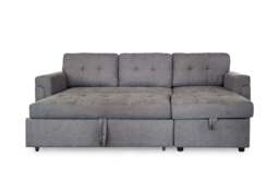 Omniya Grey Universal Corner Sofa Bed: Storage, Reversible Chaise, Plush Fabric - thumbnail 3