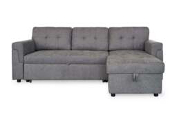 Omniya Grey Universal Corner Sofa Bed: Storage, Reversible Chaise, Plush Fabric - thumbnail 2