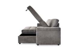 Omniya Grey Universal Corner Sofa Bed: Storage, Reversible Chaise, Plush Fabric - thumbnail 6