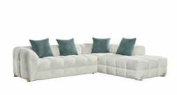 Genoa Modern L-Shape Corner Sofa Beige Right Hand Plush Cushioned Comfort - thumbnail 2
