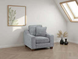 Nebraska Armchair: Plush Fabric, Removable Cushions, Sturdy Wooden Feet - grey
