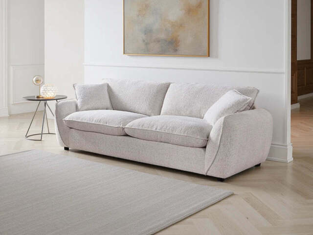 Berlin 3 Seater Sofa: Plush Comfort, Modern Style, Elegant Piping Detail - Beige