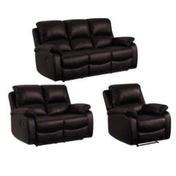 Roma 3 & 2 Seater Faux Leather Manual Recliner Sofa Sets and Armchair - Brown