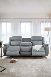 Linden Electric Recliner Sofa: Luxurious Grey 3-Seater, Plush Luxe Fabric Comfort - thumbnail 2
