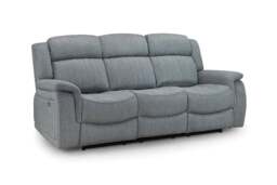 Linden Electric Recliner Sofa: Luxurious Grey 3-Seater, Plush Luxe Fabric Comfort - thumbnail 3