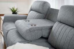 Linden Electric Recliner Sofa: Luxurious Grey 3-Seater, Plush Luxe Fabric Comfort - thumbnail 4