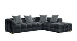 Luxurious Genoa L-Shape Corner Sofa: Plush Charcoal Fabric, Right Hand Configuration - thumbnail 2