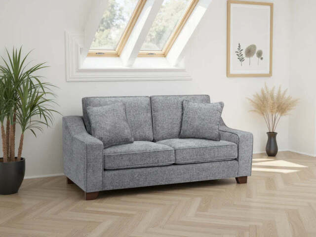 Nebraska 3-Seater Sofa: Plush Fabric, Removable Cushions, Sturdy Wooden Feet - Grey