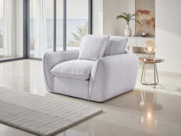 Berlin  Fabric Armchair: Contemporary Cloud-Like Comfort, Deep Cushions, Stylish Piping - Beige