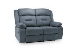 Novie Grey Fabric 2 Seater Recliner Sofa - Manual Recline, Padded Comfort