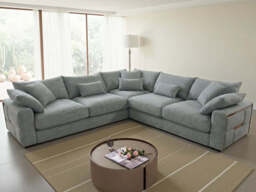 Jupiter Large Corner Sofa: Luxurious Fabric, Deep Seating, Plush Scatter Cushions - Grey