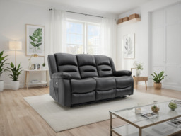 Alva Black 3 Seater Electric Recliner Sofa: USB, Cupholders & Storage